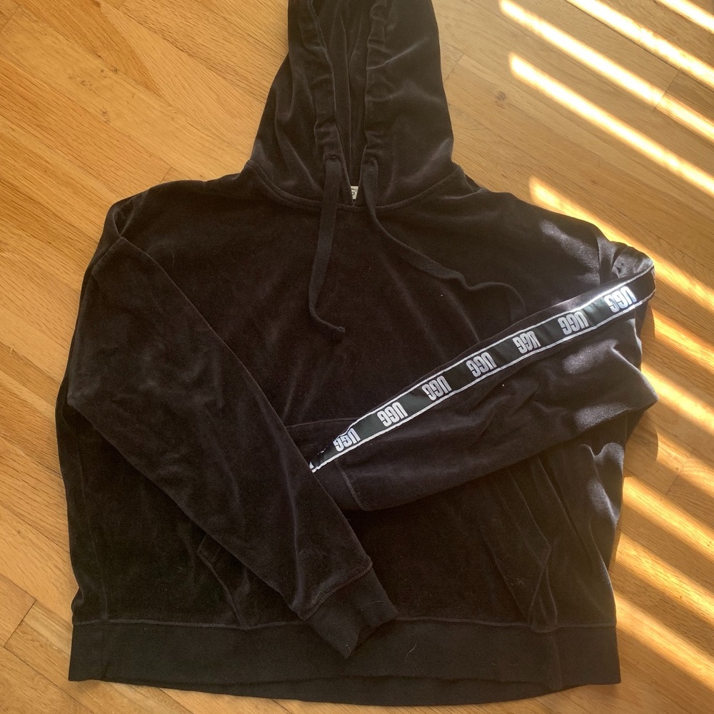 UGG Black Velour Hooded Sweatshirt